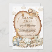 ボホ素朴サファリ動物の赤ちゃんシャワー サンキューカード (正面)