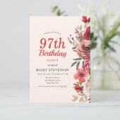 ボホ素朴シエレガントックフローラ97th誕生日 招待状 (スタンド正面)