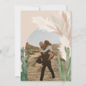 ボホ素朴シックなサボテンのパンパスアーチ結婚写真 招待状 (裏面)