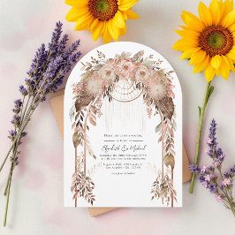 ボホ素朴シックウェスタン結婚ズQRコード 招待状