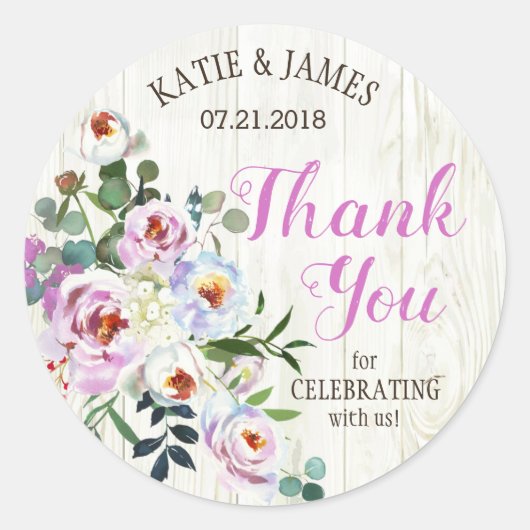 ボホ素朴シックフローラブーケ結婚のラベル ラウンドシール (正面)