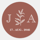 ボホ素朴シックフローラ結婚式用シール ラウンドシール (正面)