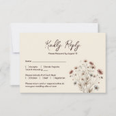 ボホ素朴シックワイルドフラワーシンプルズ結婚ズ 出欠カード (正面)