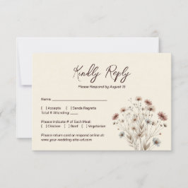ボホ素朴シックワイルドフラワーシンプルズ結婚ズ 出欠カード