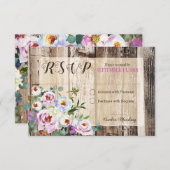 ボホ素朴シック牡丹フローラRSVPカード 出欠カード (正面/裏面)