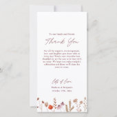 ボホ素朴シック秋ワイルドフラワー結婚ズ サンキューカード (正面)