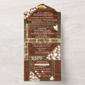 ボホ素朴シック金ゴールドグリッタービーズ結婚ズオール オールインワン招待状 (内側)