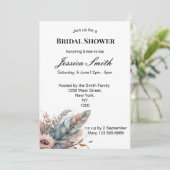 ボホ素朴シルバー&ピンクフローラブライダルシャワー 招待状 (スタンド正面)