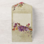 ボホ素朴ジュエルトーン花模様セージなしディナー オールインワン招待状 (外側)