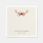 ボホ素朴スタグディアー〔雄ジカの〕枝角結婚ズ婚約 スタンダードカクテルナプキン (正面)