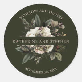 ボホ素朴ダスティピンクフローラ結婚の感謝C ラウンドシール