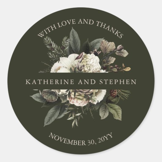 ボホ素朴ダスティピンクフローラ結婚の感謝C ラウンドシール (正面)