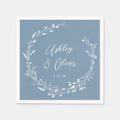 ボホ素朴ダスティブルーワイルドフラワーフローラ結婚ズ スタンダードカクテルナプキン (正面)