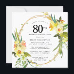 ボホ素朴ダッフォディル80th誕生日ディナーパーティー 招待状<br><div class="desc">美しい春フローラの配置は、黄色と白のダッフォジル飾の素朴なフレームを特徴とする。緑と水仙の組み合わせはボホ与えビベにモダン由来している。80歳の誕生日の夕食の招待の背面は明るい日当たりの良い黄色である。誕生日パーティーに最適な春。</div>