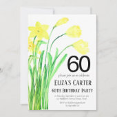ボホ素朴ダフォディル60番フローラエレガント誕生日 招待状 (正面)