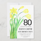 ボホ素朴ダフォディル80番フローラエレガント誕生日 招待状 (正面)