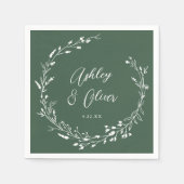 ボホ素朴ダークグリーン野草フローラ結婚ズ スタンダードカクテルナプキン (正面)