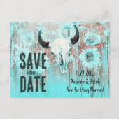 ボホ素朴ティール(緑がかった色)ウエスタンサンフラワーズカウスカル 案内ポストカード (正面)