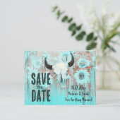 ボホ素朴ティール(緑がかった色)ウエスタンサンフラワーズカウスカル 案内ポストカード (スタンド正面)