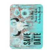 ボホ素朴ティール（緑がかった色）ヒマワリ西カウスカル マグネット (縦)