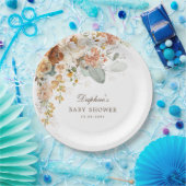 ボホ素朴テラコッタフラワーベビーシャワー ペーパープレート (パーティー)