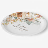 ボホ素朴テラコッタフラワーベビーシャワー ペーパープレート (アングル)