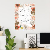 ボホ素朴テラコッタフローラの結婚ウェルカムサイン ポスター (ホームオフィス)