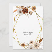 ボホ素朴テラコッタフローラ金ゴールドフレー結婚ム 招待状 (裏面)
