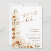 ボホ素朴テラコッタフローラQRコード結婚ズ セーブザデート (正面)