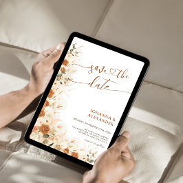 ボホ素朴テラコッタフローラQRコード結婚ズ セーブザデート