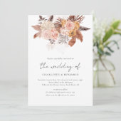 ボホ素朴テラコッタフローラQRコード結婚ズ 招待状 (スタンド正面)
