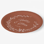 ボホ素朴テラコッタワイルドフラワーフローラ結婚ズ ペーパープレート (アングル)