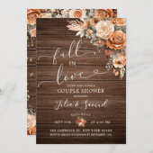 ボホ素朴テラコッタ秋インラブカップルのシャワー 招待状 (正面/裏面)