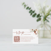 ボホ素朴テラコッタ結婚のQRコードRSVP エンクロージャーカード (スタンド正面)