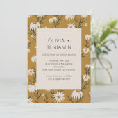 ボホ素朴デイジーフローラマスタードイエロー結婚ズ 招待状 (スタンド正面)