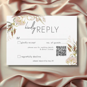 ボホ素朴デリケート秋ワイルドフラワー結婚ズ 出欠カード