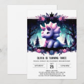 ボホ素朴トリケラトプス誕生日 招待状 (正面/裏面)