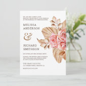 ボホ素朴ドライパーム自然ピーチバラ結婚ズ 招待状 (スタンド正面)