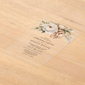 ボホ素朴ドライ花模様&パンパスグラス結婚ズ アクリル招待状 (レイダウン)