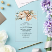 ボホ素朴ドライ花模様&パンパスグラス結婚ズ アクリル招待状 (インサイチュ (ウェディング))