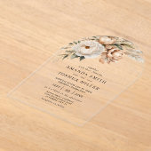 ボホ素朴ドライ花模様&パンパスグラス結婚ズ アクリル招待状 (レイダウン)