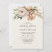 ボホ素朴ドライ花模様&パンパスグラス結婚ズ 招待状 (正面)