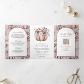 ボホ素朴ニュートラルカボチャフローラQRコー結婚ド 三つ折り招待状 (内部)