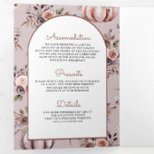 ボホ素朴ニュートラルカボチャフローラQRコー結婚ド 三つ折り招待状 (内部最初)