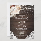 ボホ素朴ニュートラルフラワーズパ結婚ンパグラス 招待状 (正面)