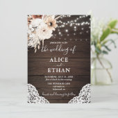 ボホ素朴ニュートラルフラワーズパ結婚ンパグラス 招待状 (スタンド正面)
