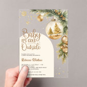 ボホ素朴ニュートラル冬クリスマスベビーシャワー アクリル招待状 (インサイチュ (ポータブル))