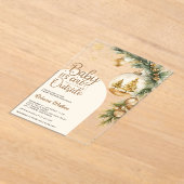 ボホ素朴ニュートラル冬クリスマスベビーシャワー アクリル招待状 (レイダウン)