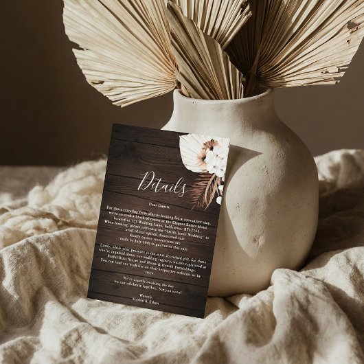ボホ素朴ニュートラル花結婚の詳細囲み エンクロージャーカード