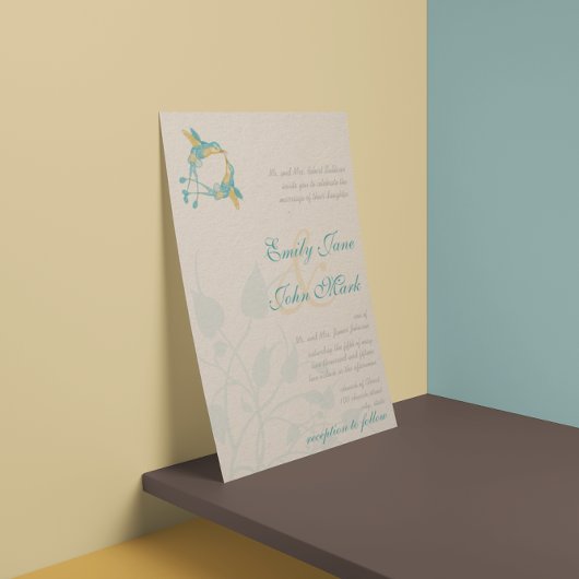 ボホ素朴ハミングバードキスラブバードウェディング 招待状